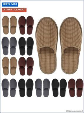 12 Pair Non Slip Disposable Slippers for Guests Travel Spa Wedding Party